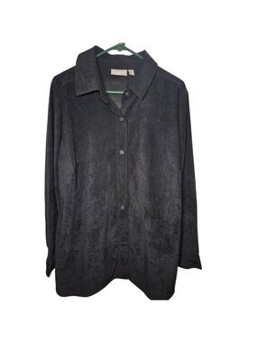 Croft & Barrow Faux Suede Button Down Shacket Gray 1X
